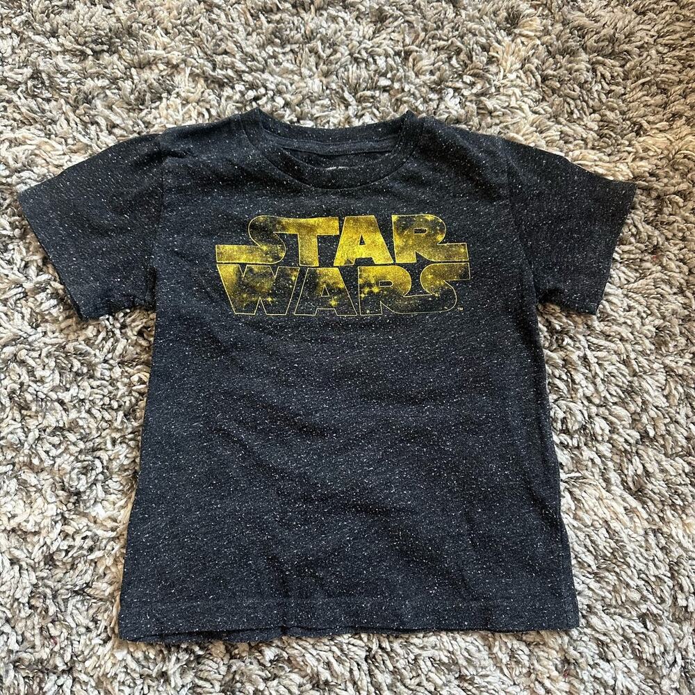 Star Wars Logo T Shirt Slub Knit Toddler Boys 4T 4 Gray Grey